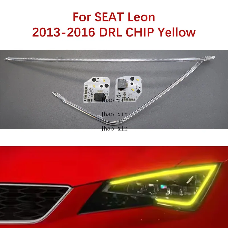 エンジェルアイデイタイムランニングライトレモンイエロー車ヘッドライトdrlチップライトガイドストリップ（seat-leon-13-2016用）バラストチップモジュール