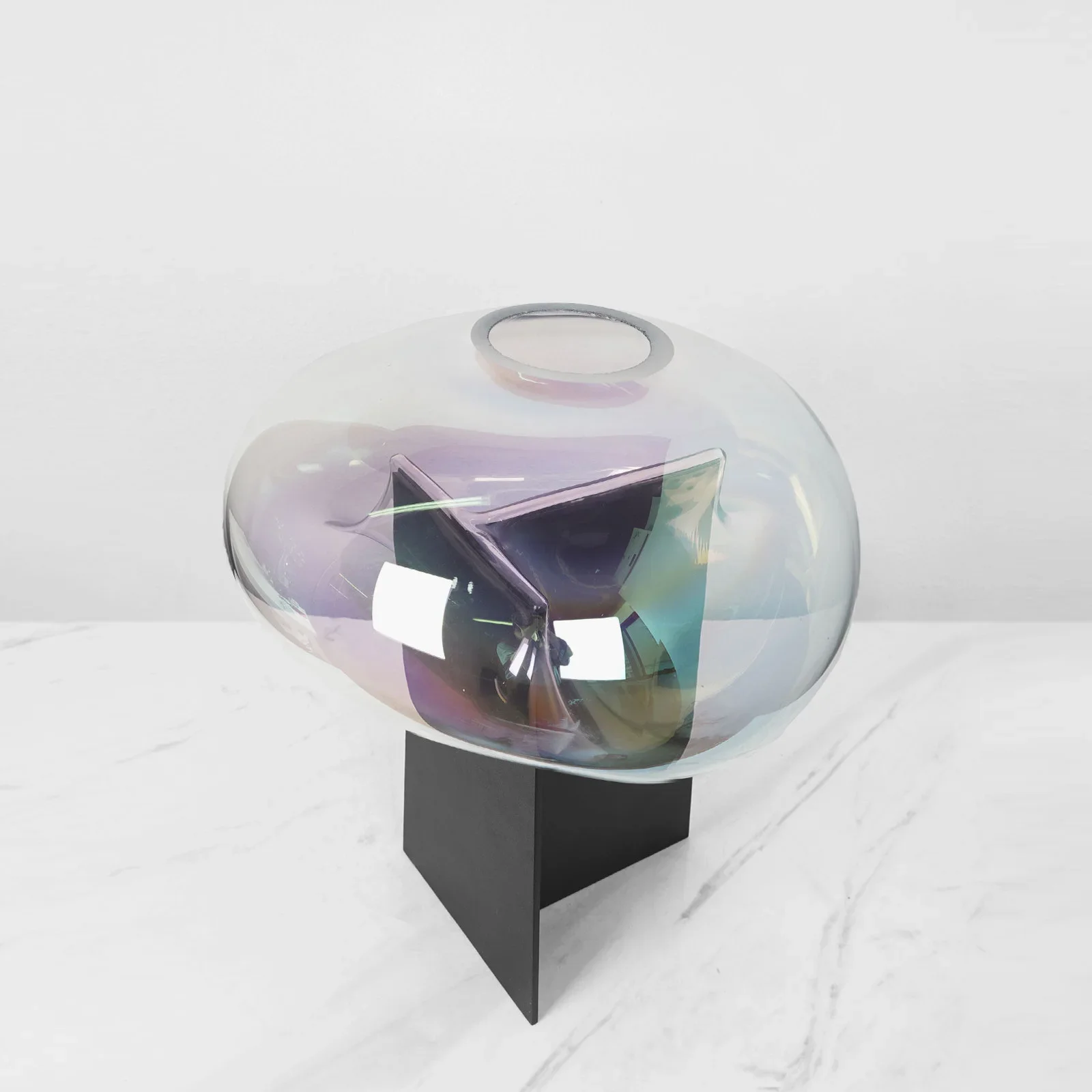 Black Metal Base Colorful Transparent Glass Vase Irregular Bubble Bottle Hydroponics Terrarium Flowerpot Flower Vase