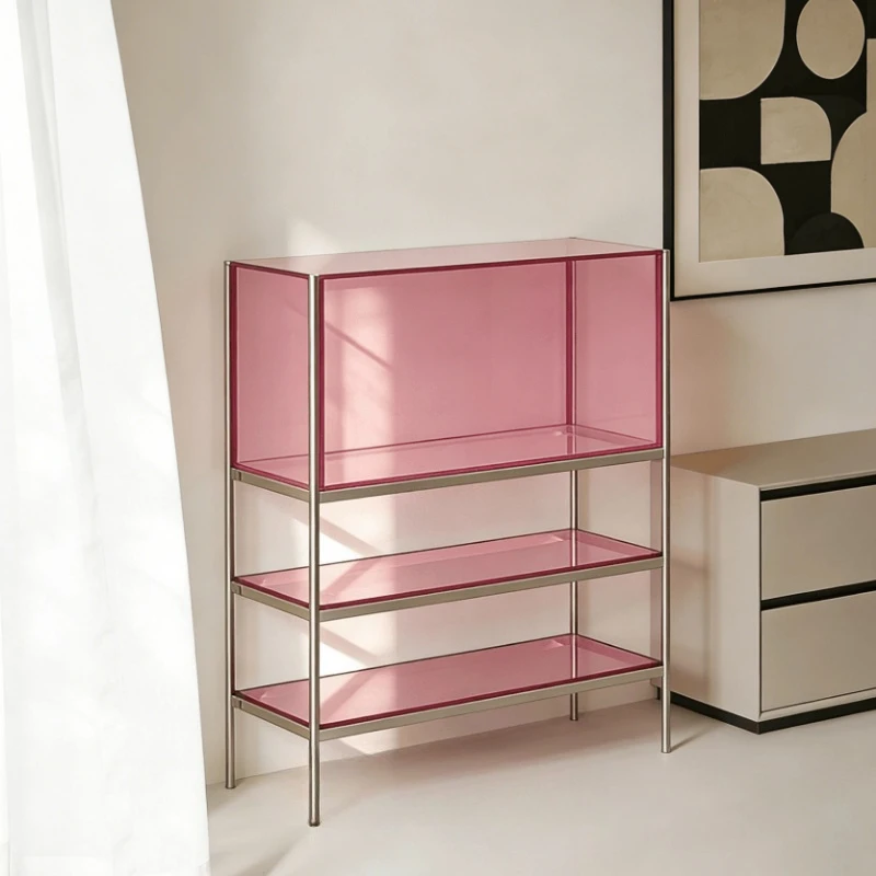Floor-to-ceiling bookshelf display shelf Living room small transparent shelf