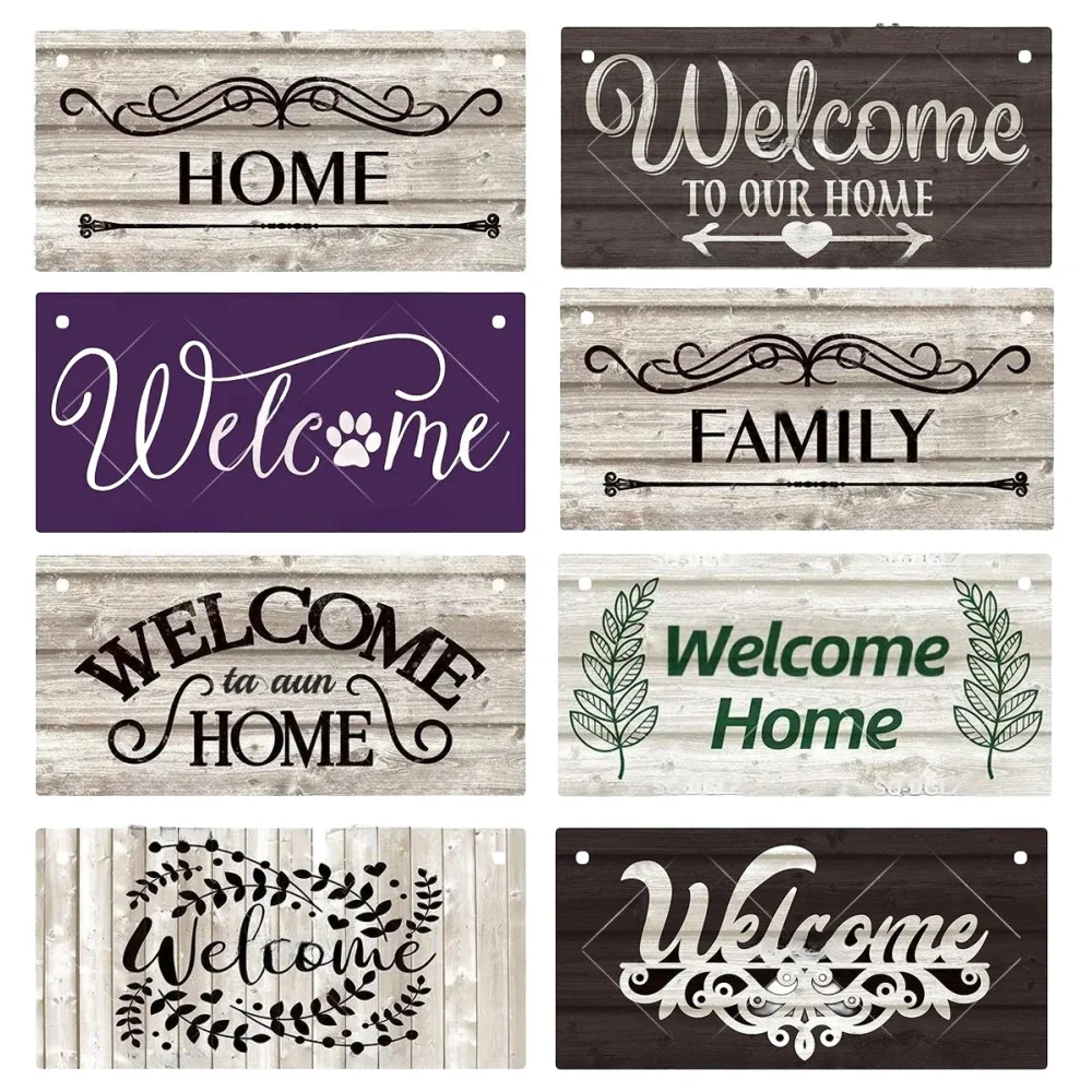 Vintage Decor  Welcome Home Wooden Sign Plate Wood Plaque Gift Home Pub Wall Decoration Pendant Door Hanging Sign Home Decor