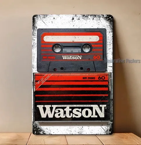 Póster metálico vintage de Watson Cassette Tape Stereo Hi-Fi - Letrero de hojalata de 20x30cm
