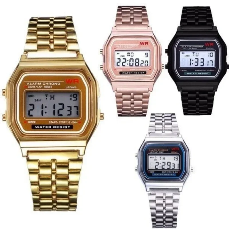 Dames Heren Horloge Goud Zilver Vintage LED Digitale Sporthorloges Elektronische Digitale Present Gift Mannelijke Promotie Reloj Hombre