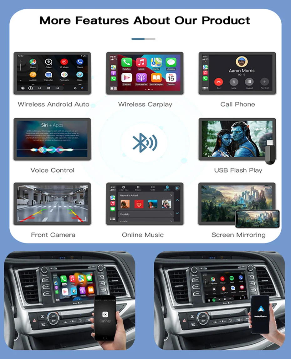 BONROAD Wireless Carplay Android Auto für TOYOTA CHR Corolla Camry Auris Prius RAV4 Avensis Highlander Touch2 Entune 2.0 Decoder – Detail 3
