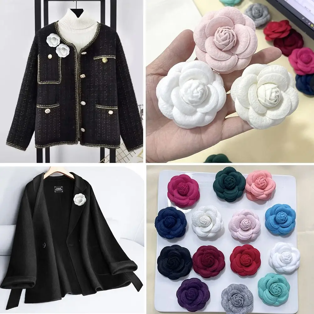 Fabric Handmade Accessories Camellia Flower Brooch Suit Sweater Coat Colorful Clothes Cap Scarf Pin Jeweley Gifts