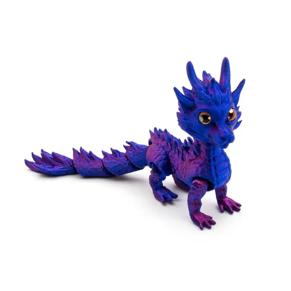 Long Haired 3D Printed Dragon Movable Joint Multi-color Dragon Model Gradient Crafts Dragon Action Figure Micro Landscape