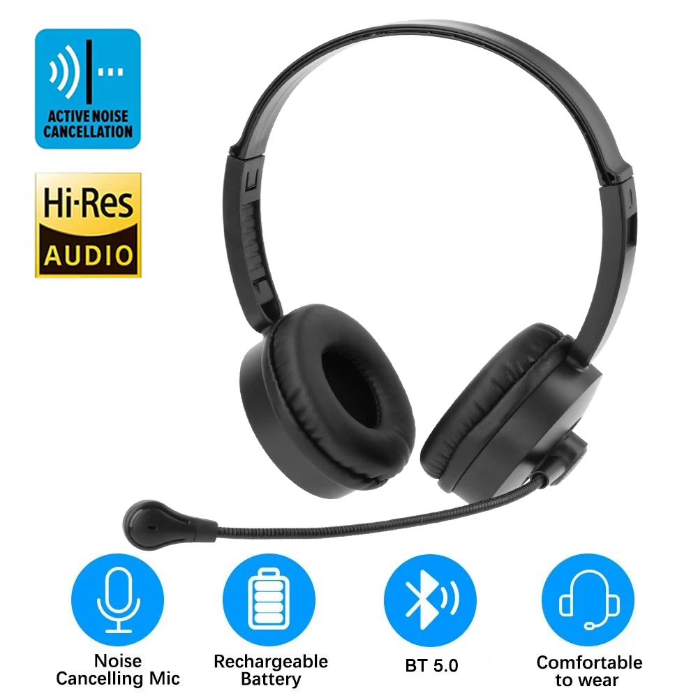 BT5.0 Wireless Headset Truck Driver Headphones Hands-free Call Headset With Mic 1 Side 2 Sides Earphone For Call Center Office