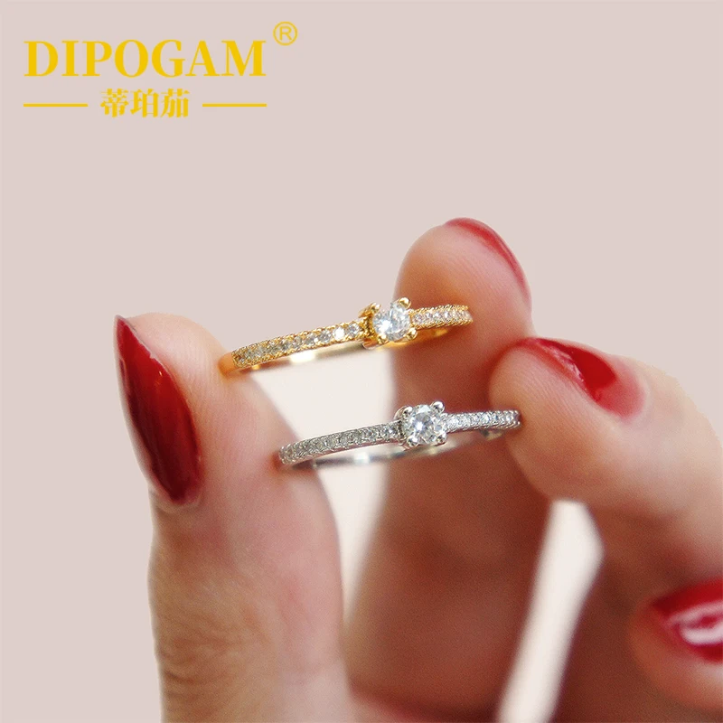 

DIPOGAM 925 Sterling Silver Simple Square Moissanite Ring Gold Color Finger Rings For Women Wedding Engagement fashion Jewelry