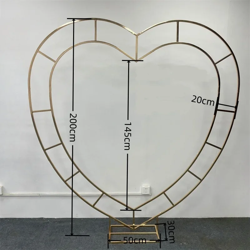Romantischer Herzförmiger Hochzeitsbogen, Eisen-Doppelring-Liebesständer für Hochzeitszeremonie-Hintergrund, Party- und Bühnendekoration (Weiß/Gold) – Detail 4