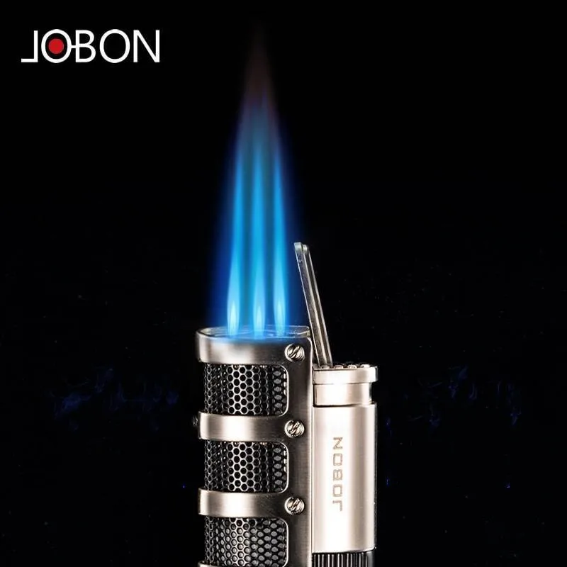 JOBON Metal Windproof Butane Gas Lighter Triple Flame Portable Gas Torch Lighter Cigar Lighter High End Gift for Men Accessories