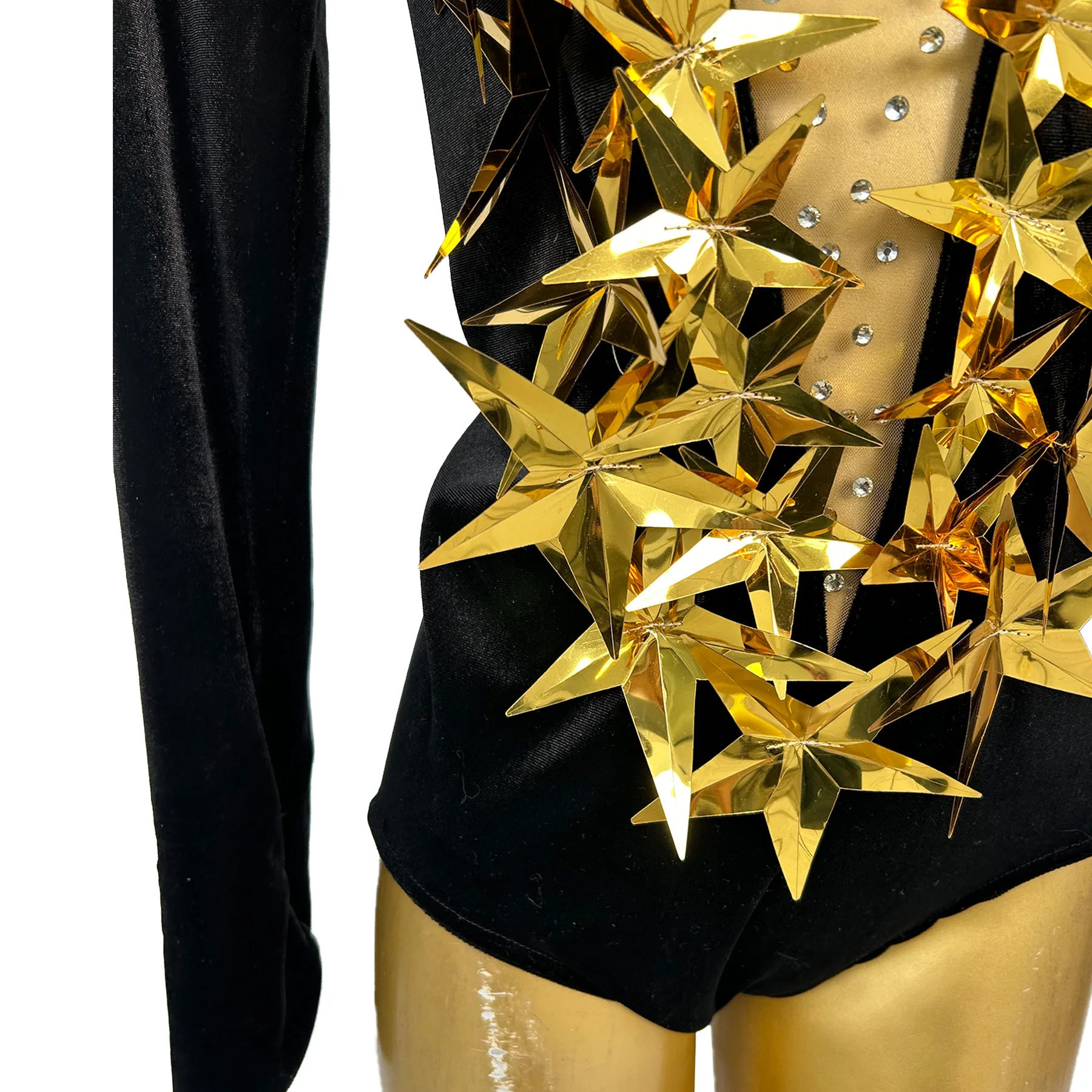 Litixingxing تصميم تحسس المرأة بذلة الذهب ثلاثية الأبعاد ستار مثير منظور شبكة الخامس الرقبة ضيق السراويل بار الملابس عيد ميلاد فستان حفلة موسيقية