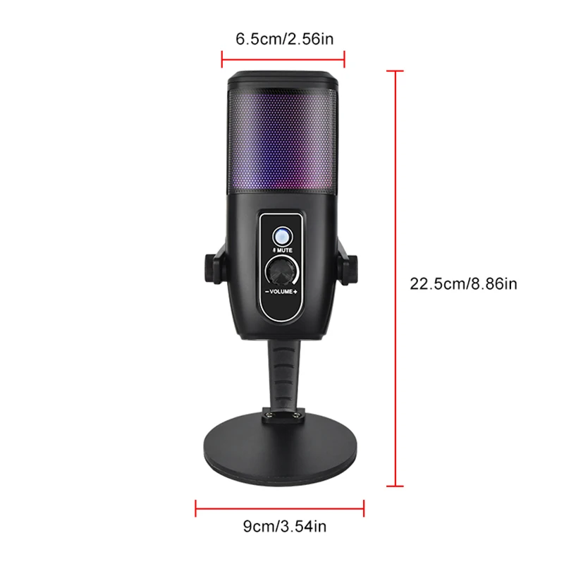 Gaming-USB-Mikrofon, Kondensatormikrofon mit Geräuschunterdrückung und Stummschaltung