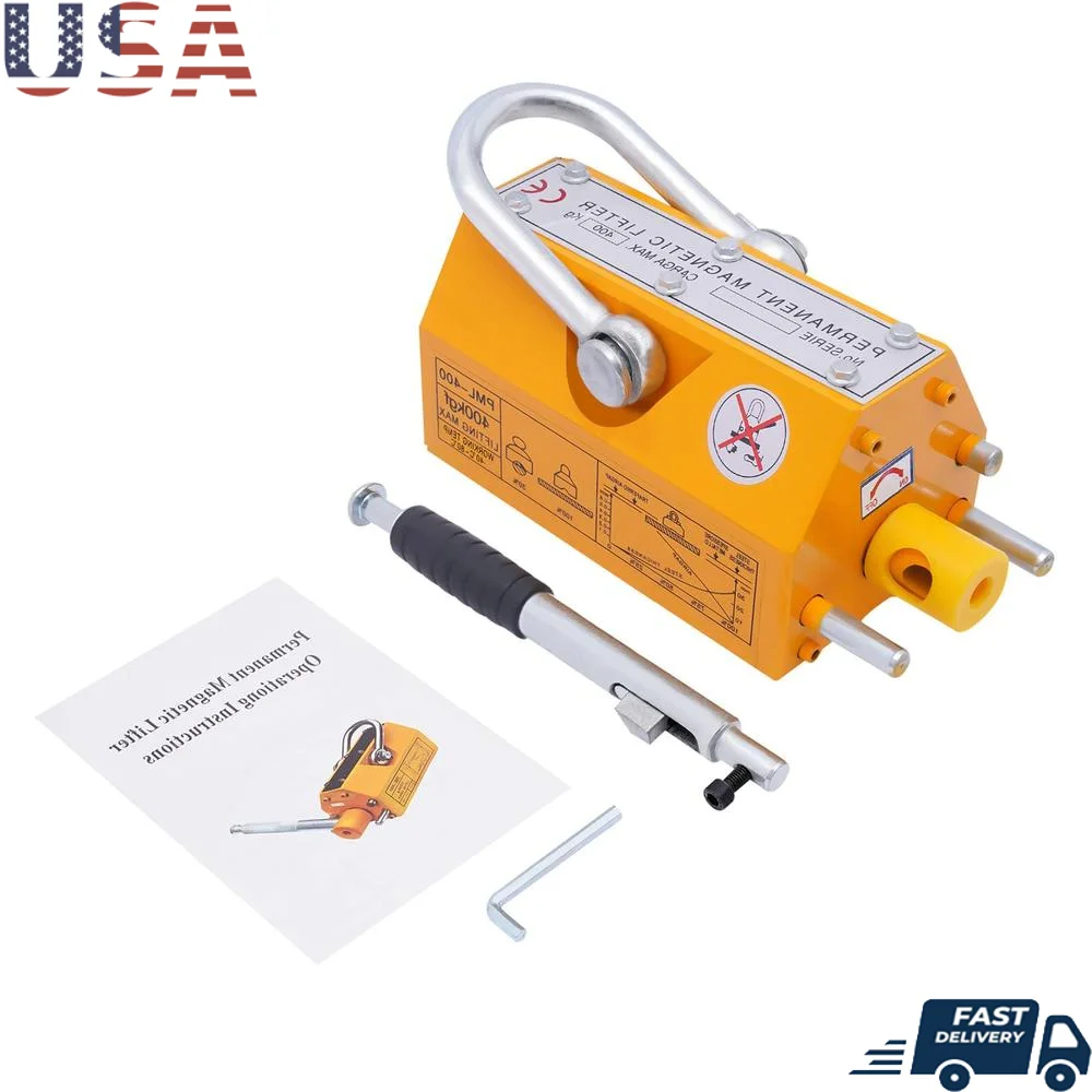 1320LBS Steel Magnetic Lifting Permanent Lift Magnet Heavy Duty Hoist Shop Crane Block Board Suitabe Compact Design Easy