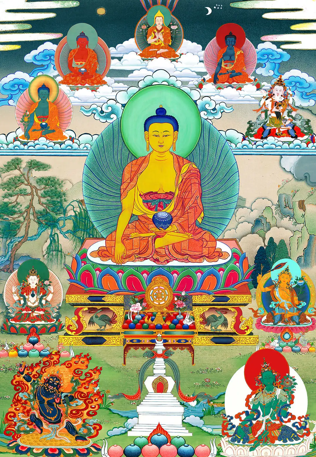 Shakyamuni Thangka,Gandhanra Tibetan Buddhist Thangka Art,Giclee Printed and Hand Framed,47