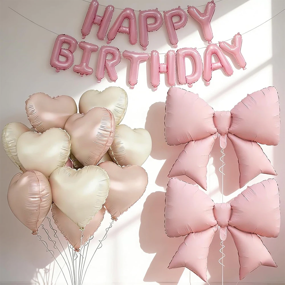 Ensemble de ballons roses sur le thème des anniversaires, 25 pièces/ensemble, adapté aux fêtes d'anniversaire, aux décorations de chambre et aux rassemblements de filles.