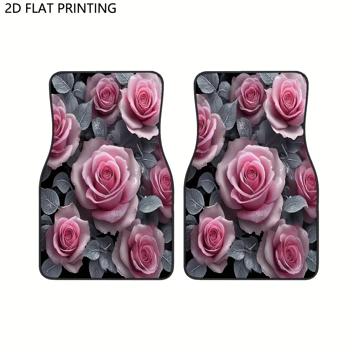 2pcs/4pcs Car Floor Mats,Pink Roses Decorative Car Floor Mats,Floormats,Universal Carpet Car Floor Mats For Unique You, Stylish