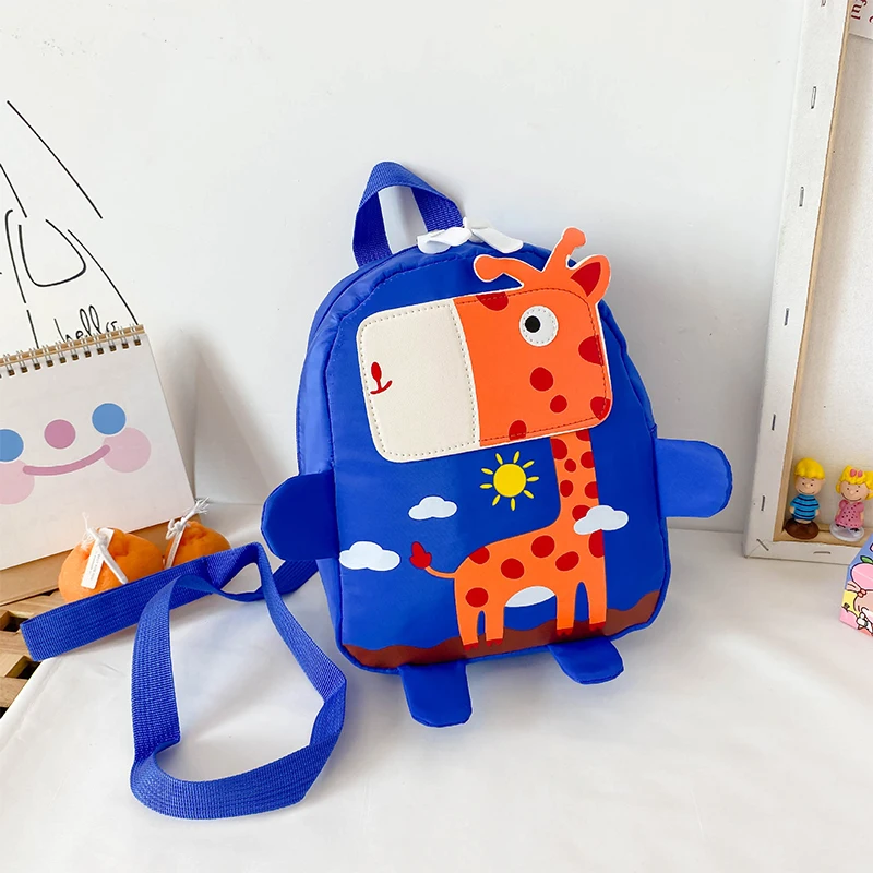 Trendy Anti-Lost Children's Cartoon School Bag Multifunctional Giraffe Backpack Cute Animal Pattern Toddler School Bag