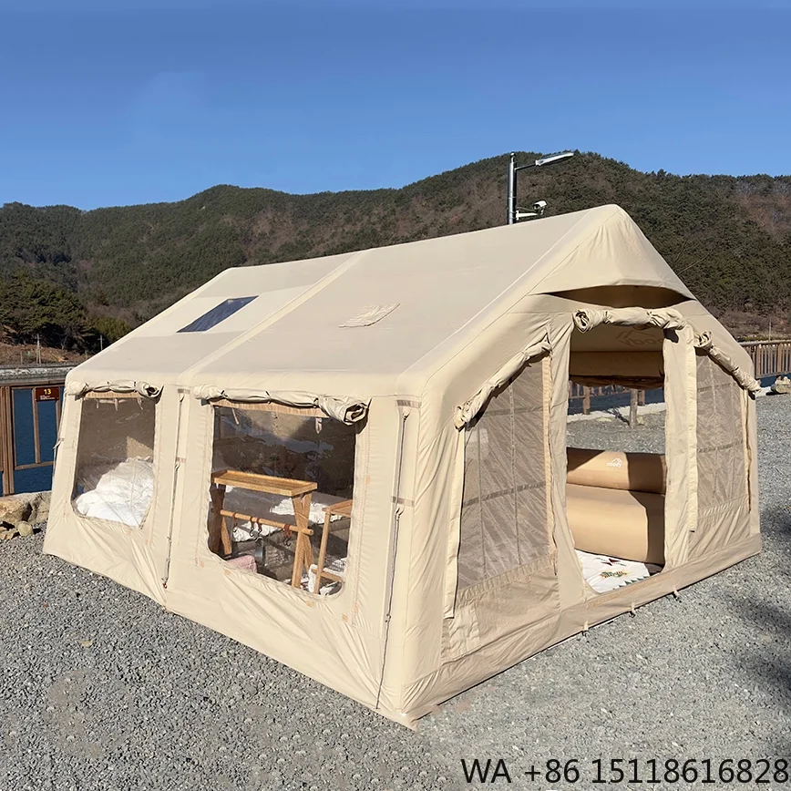 Family Glamping 13.2 Square Meter 600D Oxford Air Tents Easy Setup UV Protection Outdoor Inflatable Camping Tent