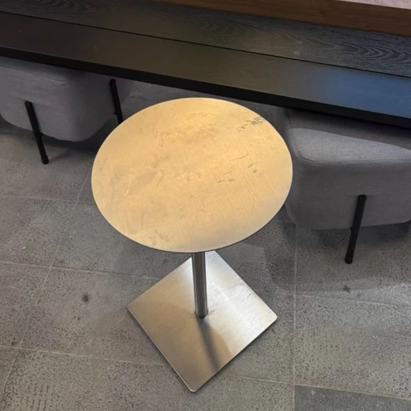 

Stainless Steel Adjustable Coffee Tables Mobile Bar Lifting Cocktail Table Metal Round Side Table for Sofa Living Room Furniture