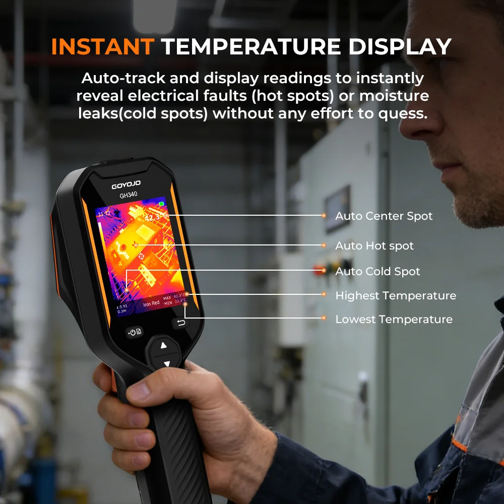GOYOJO GH192 GH340 Thermal Camera, 320 X 240 2.8" LCD Screen, Dual-Camera Thermal Imaging Camera with 2MP Visual Camera Infrared Cameras for HVAC Electrical Building Inspection