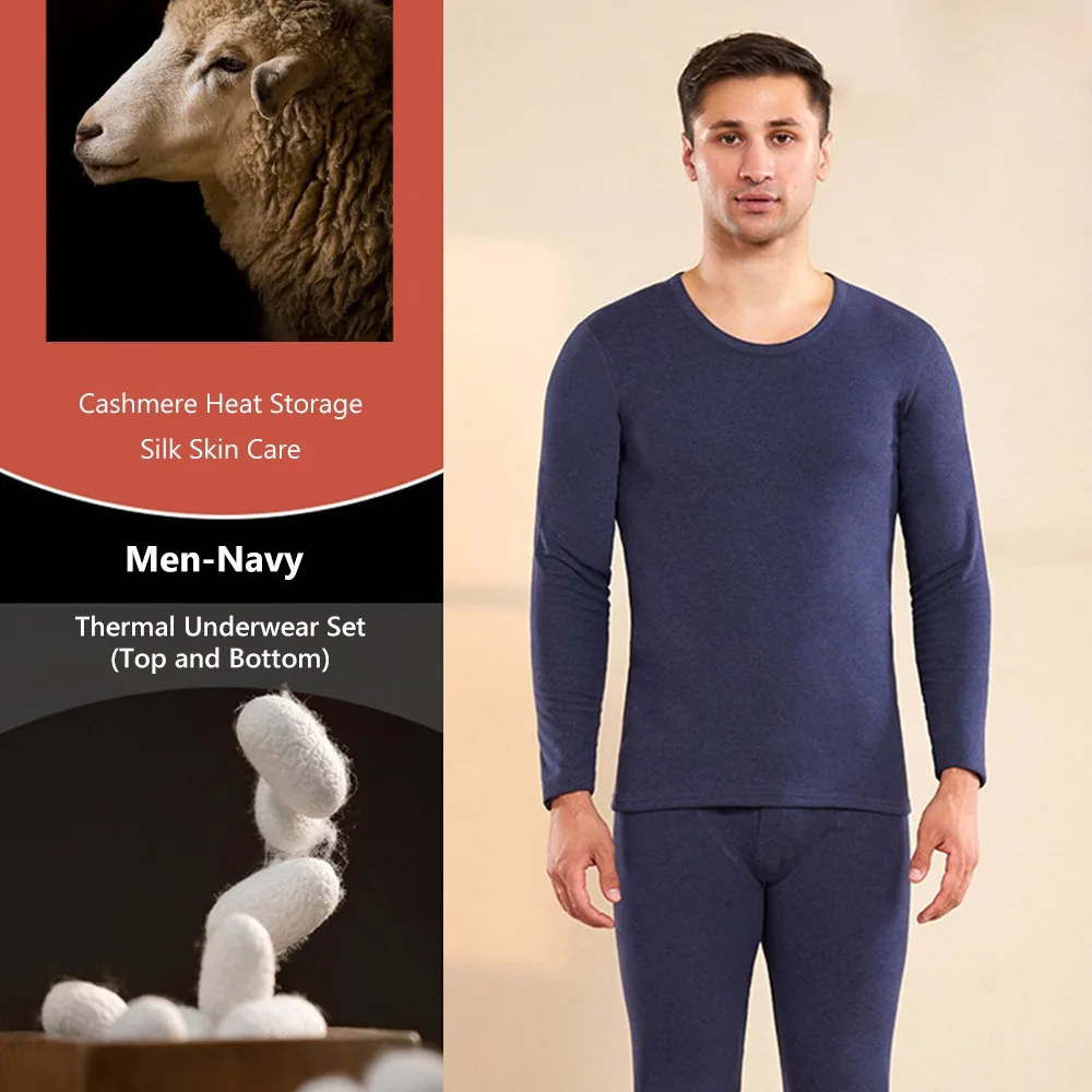 

Classic Fleece Lined Men's Thermal Underwear Set Cold Weather Base Layer Top and Bottom Set Winter Ski Men's Thermals