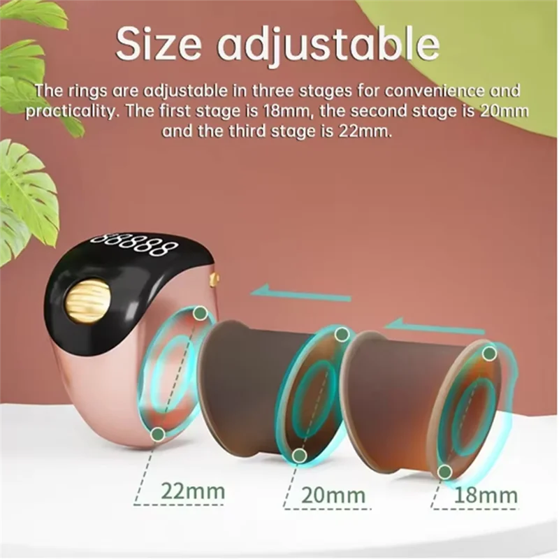 A32T-Portable Ring Type Ball Finger Counter Adjustable OLED Screen Mini Counter With Battery Display Pink
