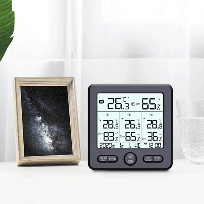 Weather Station Indoor/Outdoor Wireless Sensors Digital Thermometer Hygrometer LED LCD Display Thermometer(White) Easy Install