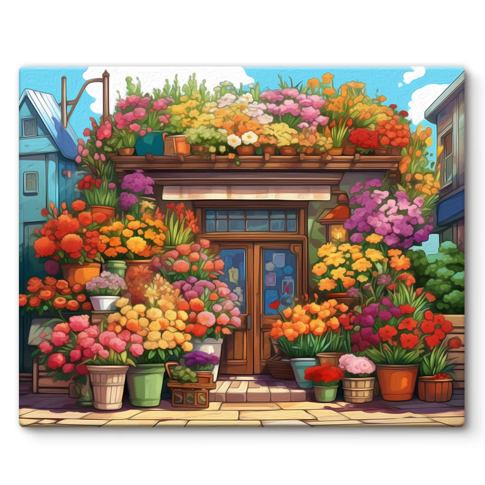 

SDOYUNO Paint By Numbers Flower Shop Landscape Picture Drawing Pictures By Numbers Acrylic Diy Gift Art Supplies Kits Wall Decor