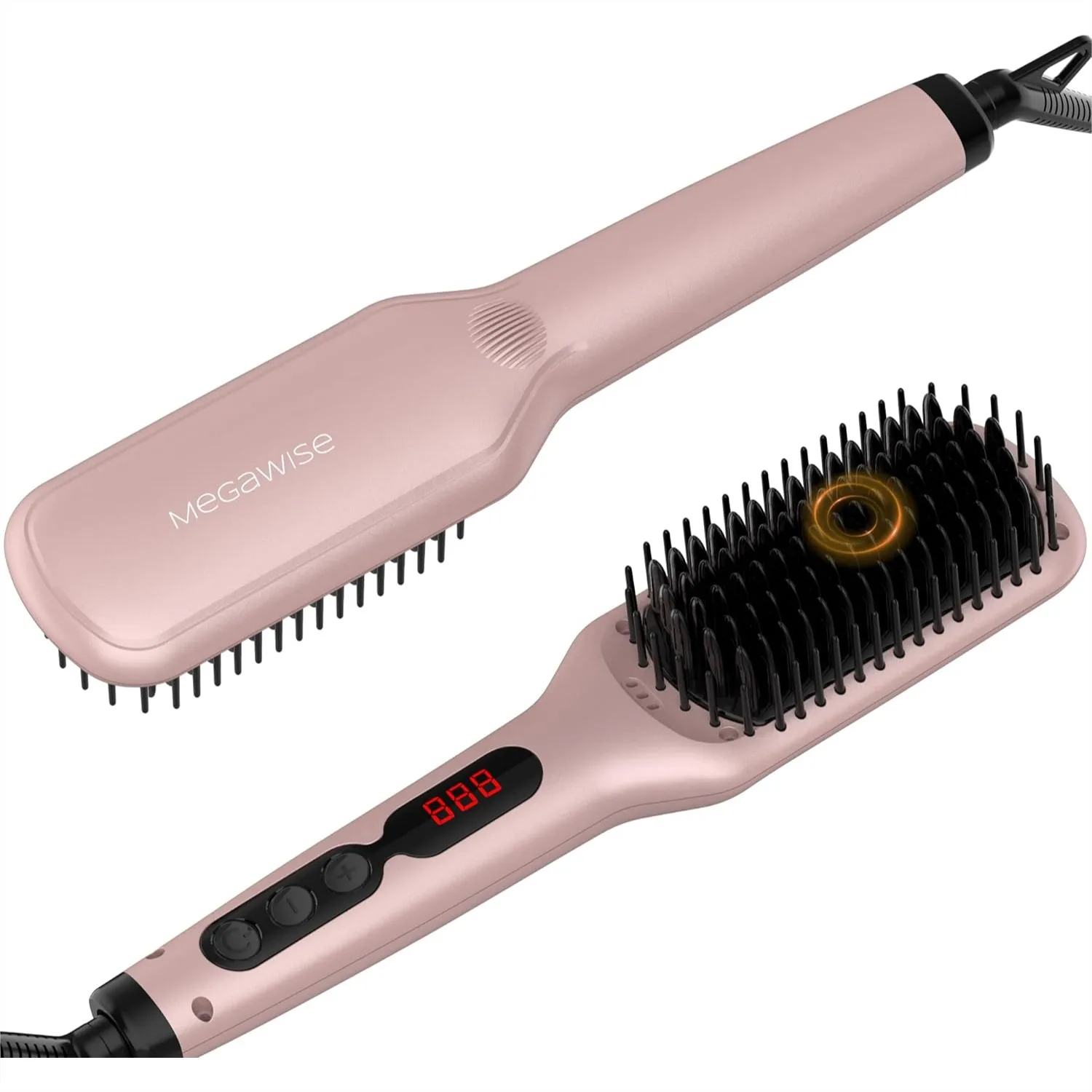 

Hair Straightener Brush Ceramic Flat Iron Anti-Scald Dual Voltage Auto Shutoff Anti-Frizz for All Hair Types Pink