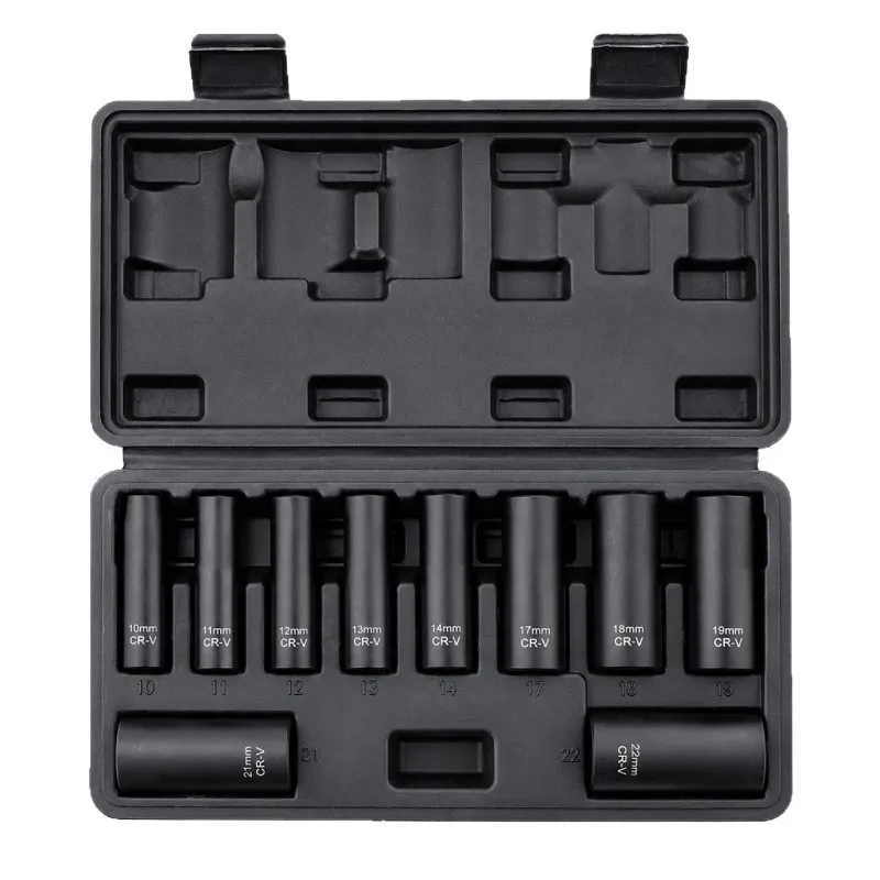3/8 Electric Wrench Sleeve Set Auto Repair Hardware Tools Extended Hexagonal Sleeve Wrench Set Set 10-22mm