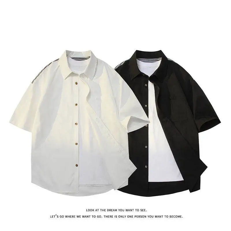 

Fashion 2025 Autumn Spring Clothes Black Brand Shirts For Mens Short Sleeves Casual Blouse Oversize 4XL 5XL