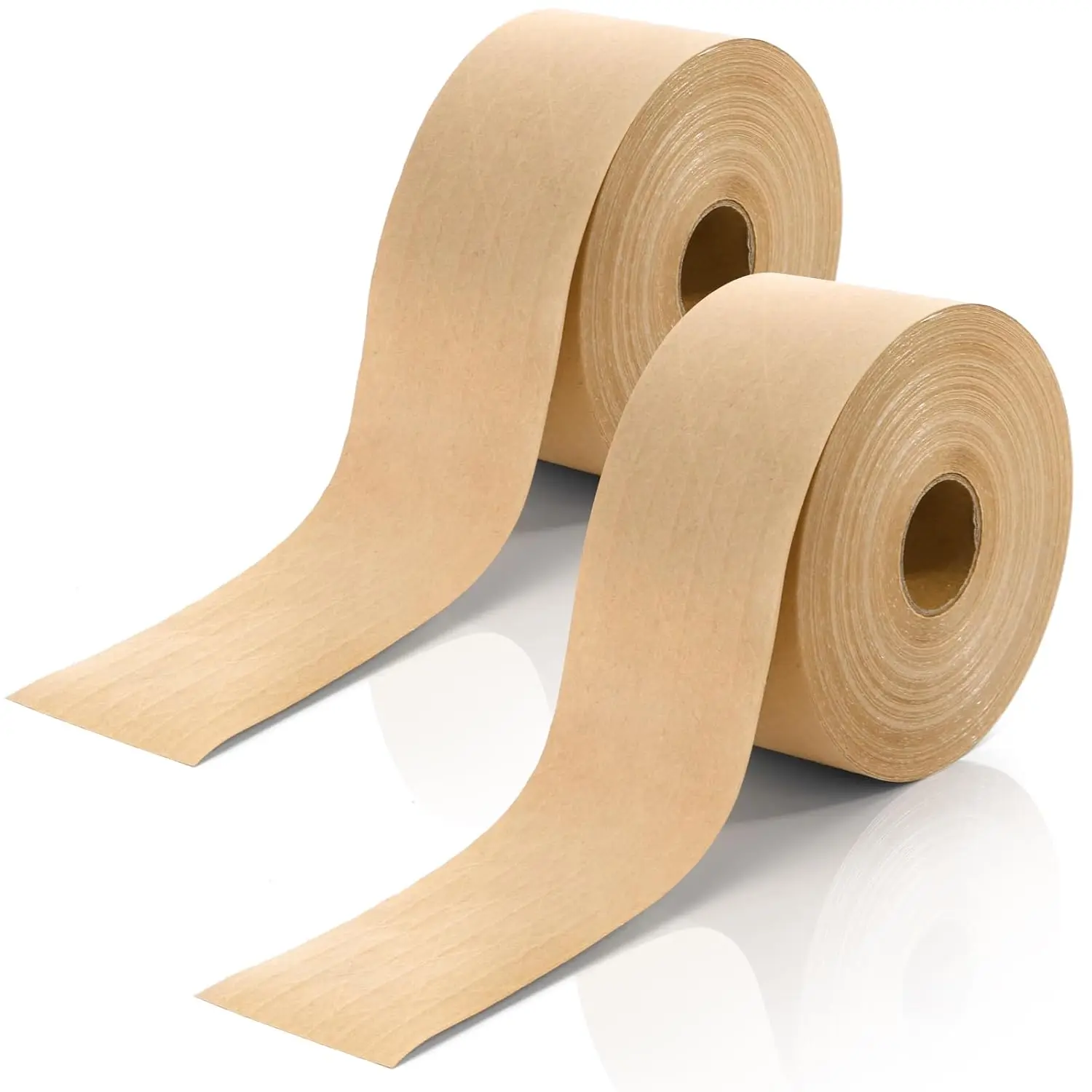 

2 Roll Water Activated Gummed Kraft Paper Tape, 2.75in x 380ft Reinforced Brown Packing Tapes, Heavy Duty, Writable Tamp