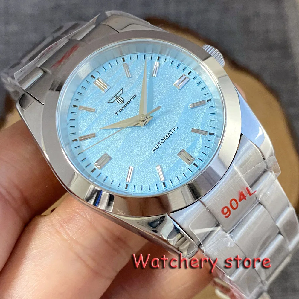 36mm/39mm Tandorio Vintage Ice Blue dial NH35A Automatic Watches Fixed Bezel Men\'s Watch 20ATM sapphire glass