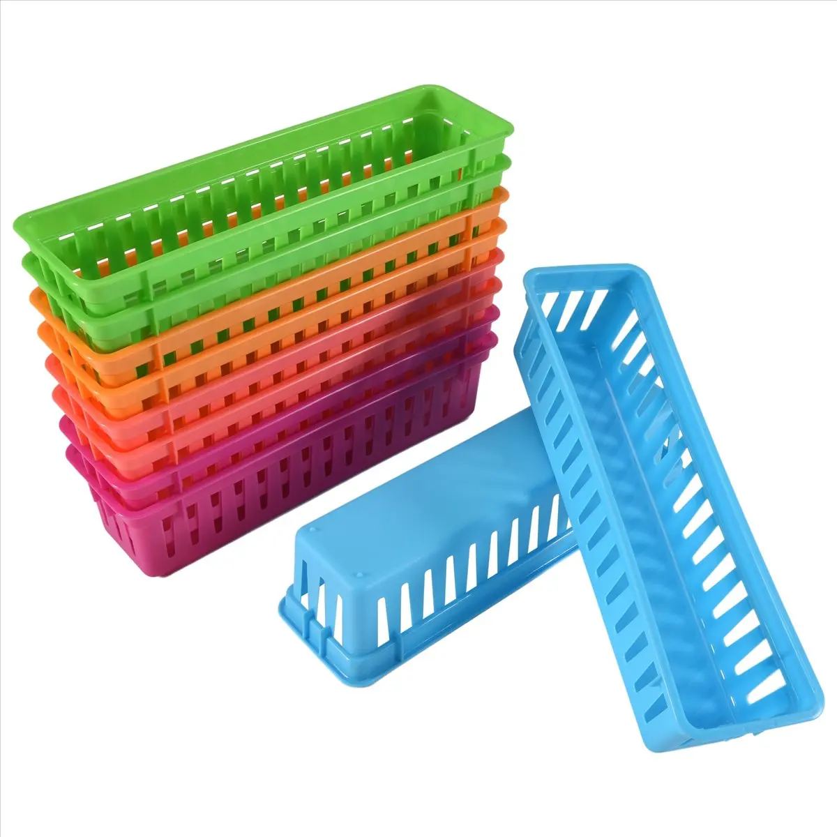 REST Classroom Pencil Organizer Pencil Basket or Crayon Basket, Variety Colors, Random Colors (10 Pack)
