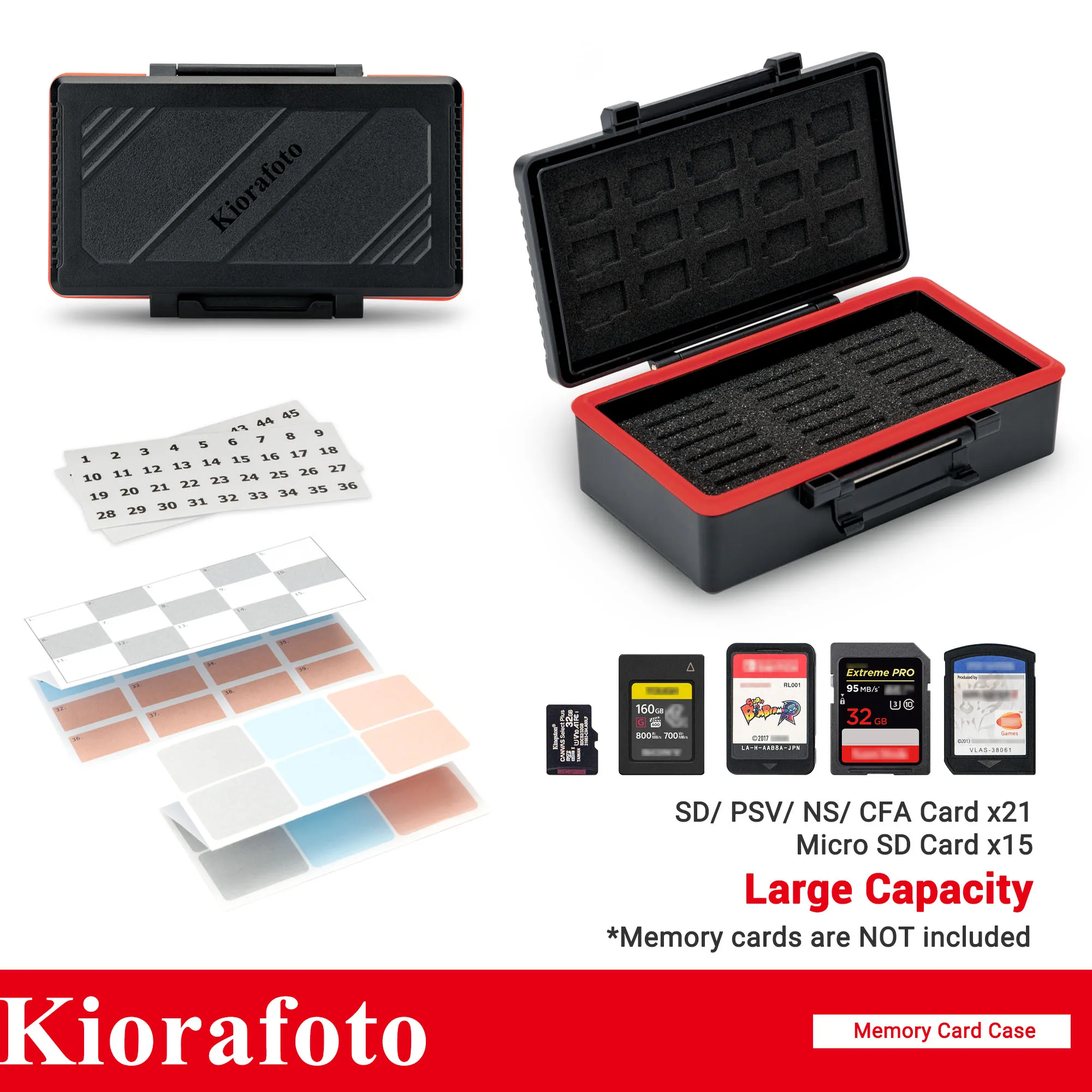 Memory Card Case e Game Card Holder, Organizador para 21 SD, PSV, NS, CF Express, Tipo A, 15 TF, Micro SD Cards, Protect Cards, 36 Slots