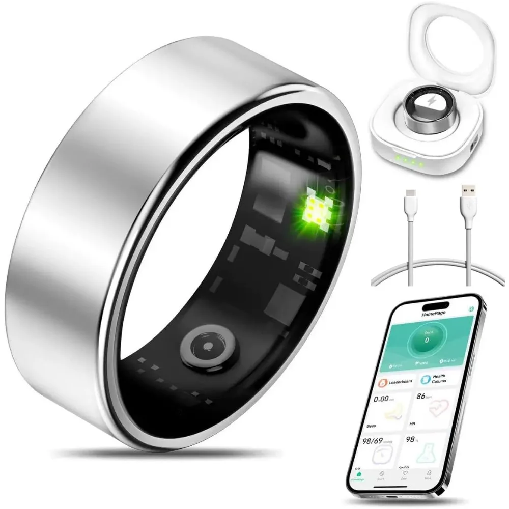 Smart Ring for Health, Fitness, and Sleep Tracking | Waterproof, Remote Camera, Long Batte
