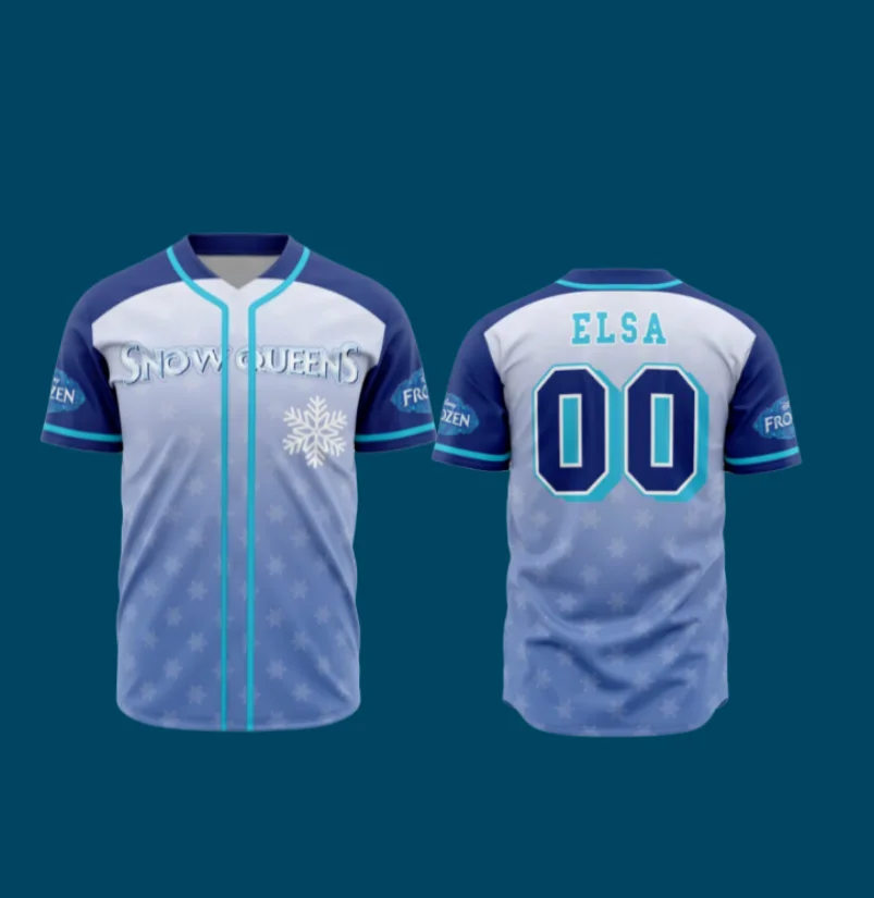 

25 Disney's New Summer Boys and Girls Baseball Jersey Frozen Elsa 3D Cartoon Printed Short-sleeved T-shirt V-neck Breathable Top