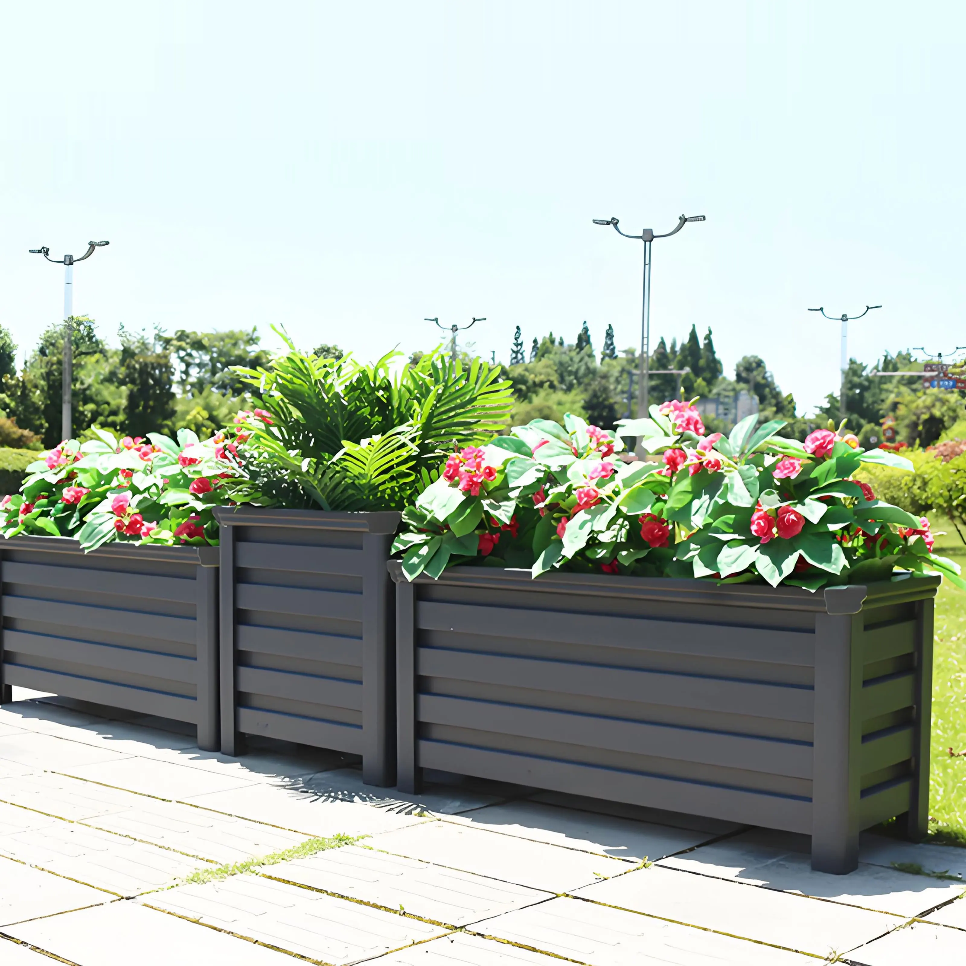 

Outdoor Large Flower Boxes Garden Wpc Flower Pot Bed Wpc Flower Pot