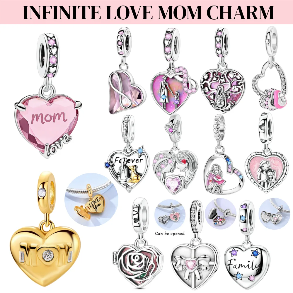 Mother's Love Embrace Heart 925 Sterling Silver Charms Beads Pendants  DIY Bracelet Necklace Fine Jewelry  Mother’s Day Gift