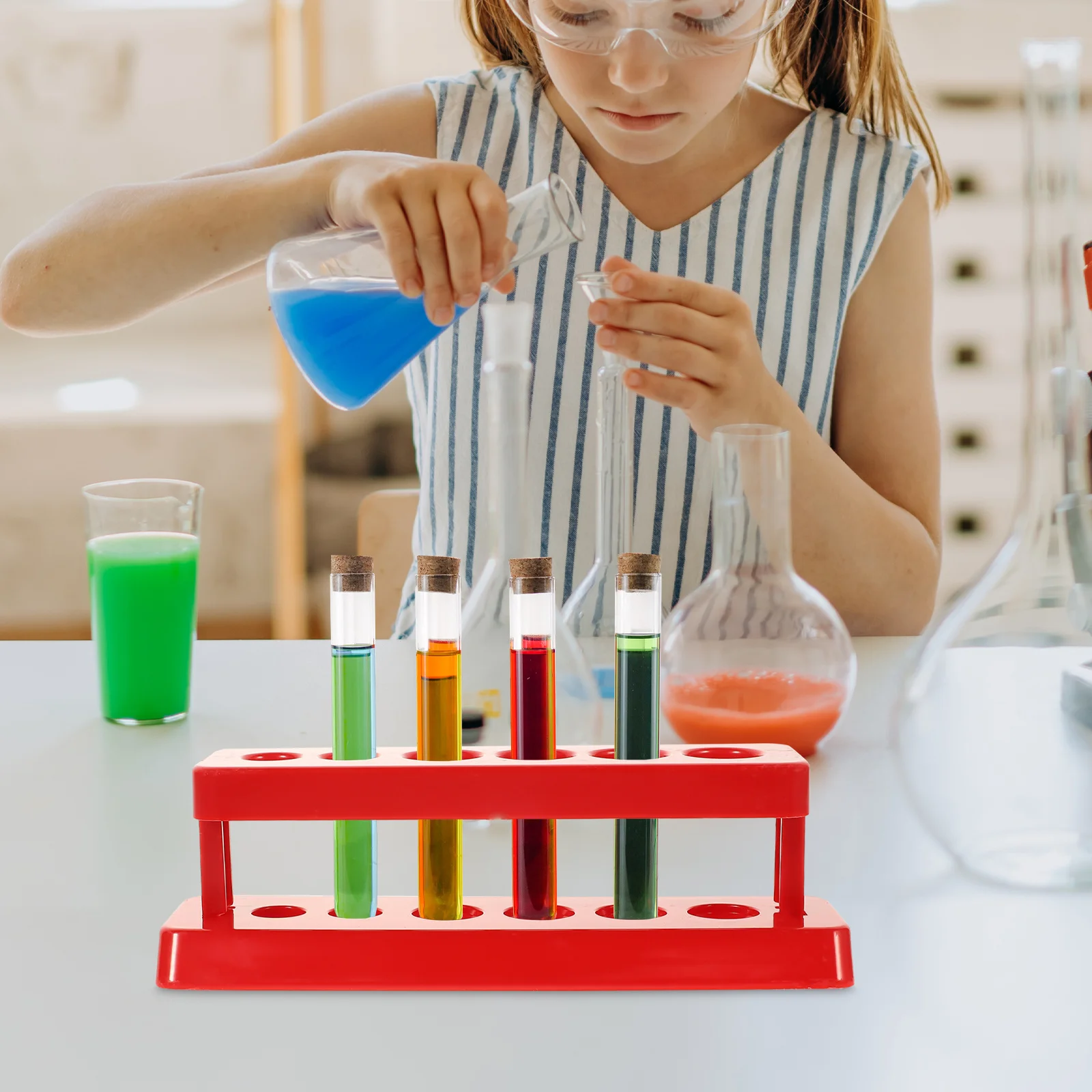 3 個のプラスチック試験管収納ラックチューブホルダー学校の研究室用耐久性のある軽量スタンドシンプルなデザイン実用的な使用