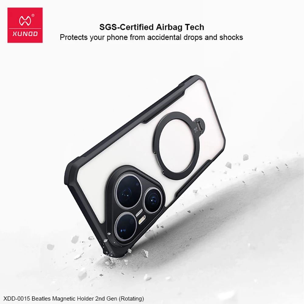 Etui XUNDD do Huawei Pura 90 Pro Max z magnetyczną podstawką, przezroczyste, odporne na wstrząsy, z poduszkami powietrznymi, chroniące przed upadkiem, z pełną ochroną aparatu. — zdjęcie produktu 4