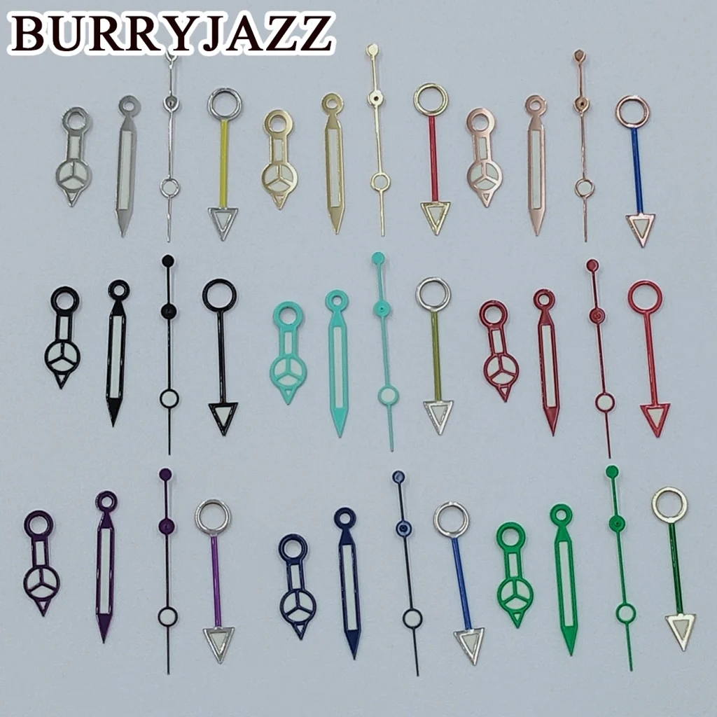 BURRYJAZZ NH34 GMT Watch Hands Silver Blue Red Purple Green Black Rose Gold Hands Green Luminous