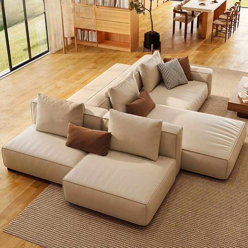 YJQ double-sided sofa free combination large horizontal hall villa large flat square leather sofa