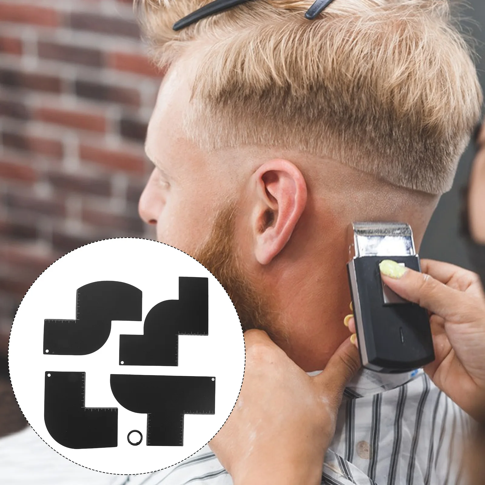 

1Set Barber Hairline Shaping Tool Reusable Beard Styler Kit Precision Measurement Guide for Men Haircut Design