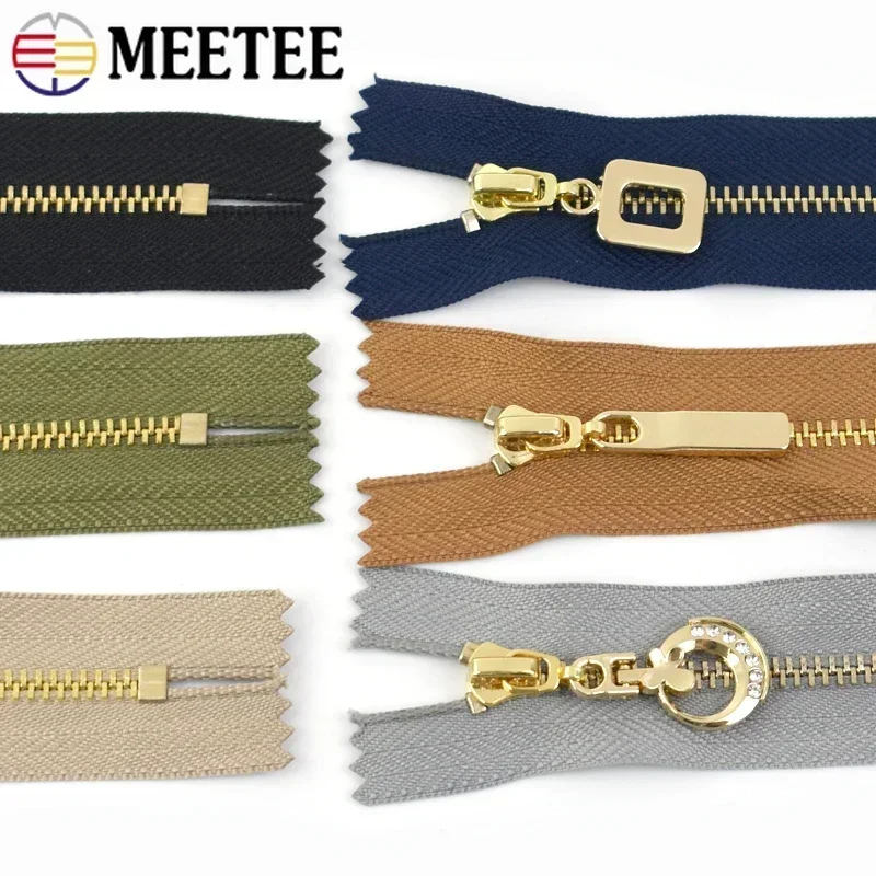 5 pz 3 # cerniere in metallo 15/18/20/25/30cm chiusura lampo borsa tasca denti dorati Zips abbigliamento Zip Reapir Kit accessorio per cucire fai da