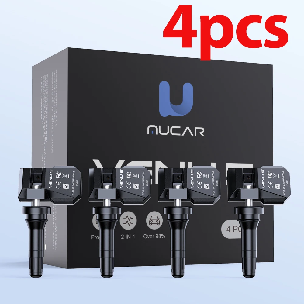 4 stks/set MUCAR VENU 5 TPMS Sensor Auto Bandenspanning Monitor Tester 315 MHz & 433 MHz Band Reparatie tool Leren/Activeren/Programmeren