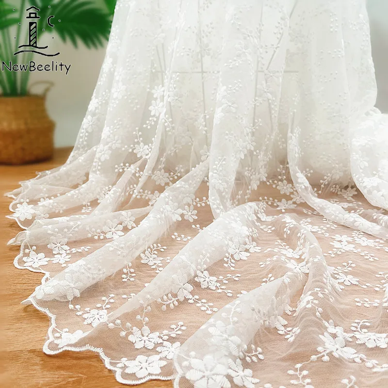 Lace Fabric Water-soluble Embroidery White Mesh Wedding Dress Clothing Diy Decorative Embroidery Tablecloth Hall Tulle Curtains