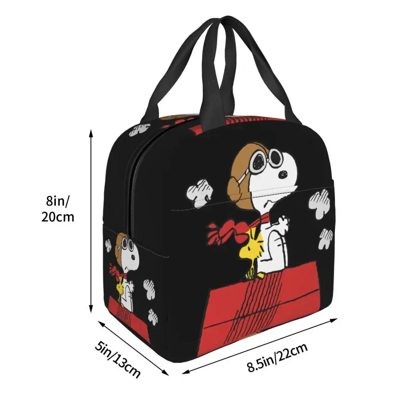 Custom Snoopy Woodstock Lunch Bag Women Cooler Warm Insulated Lunch Box for Children School