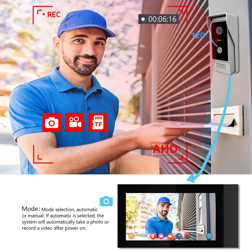 Imagem -02 - Tuya Polegada Vídeo wi fi Intercom Tuya Casa Inteligente Sistema de Campainha Vídeo 1080p Grande Ângulo Visão com Fio Campainha Câmera Toque Completo