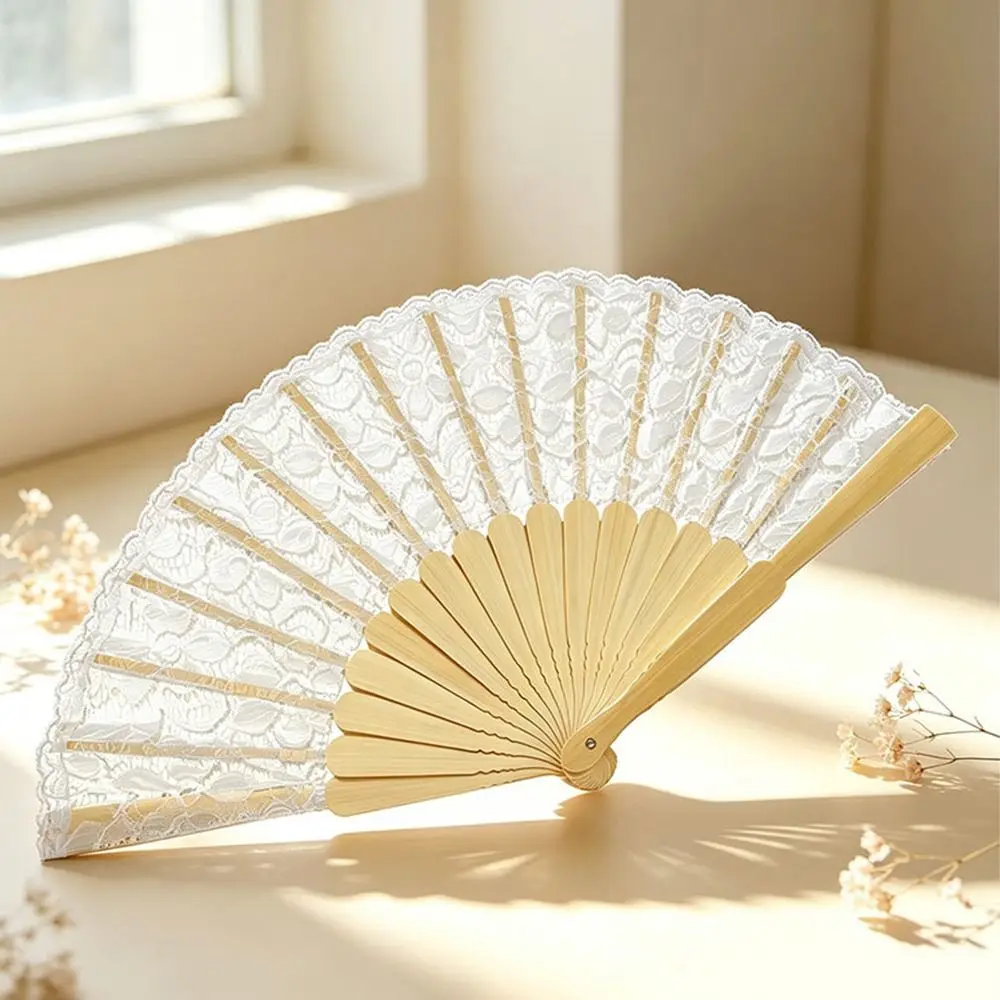Antique Style Lace Hand Fan Portable Floral Lace Folding Handheld Fan Foldable Decorative Fan Women's Folding Fan Tea Party