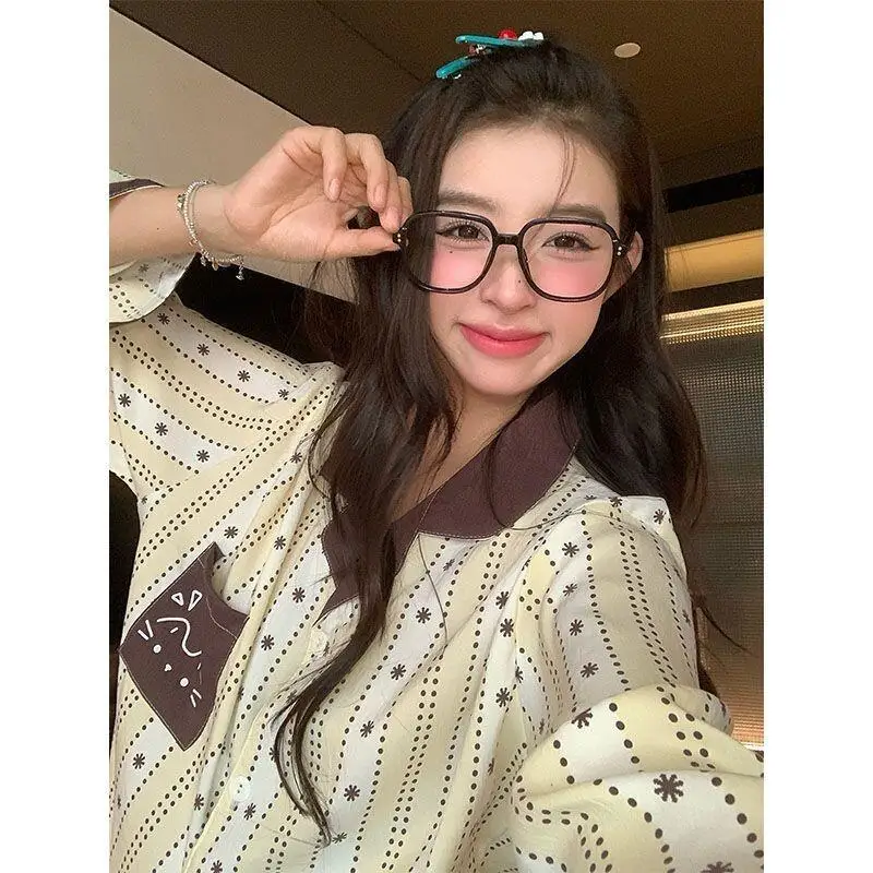 Women's Pajama Set Fashion Homewear Cartoon Contrast Color Pocket Printing Cotton For Women Home Wear Spring 2026 New Casual